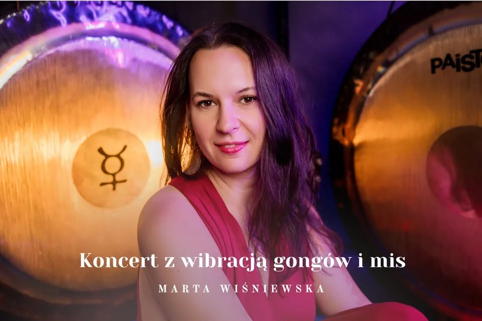 Grafika promocyjna wydarzenia Koncert relaksacyjny z muzyką gongów i mis w Olsztynie