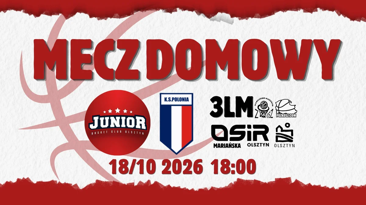 Grafika promocyjna wydarzenia JBC Olsztyn – Polonia Pasłęk: mecz 3LM