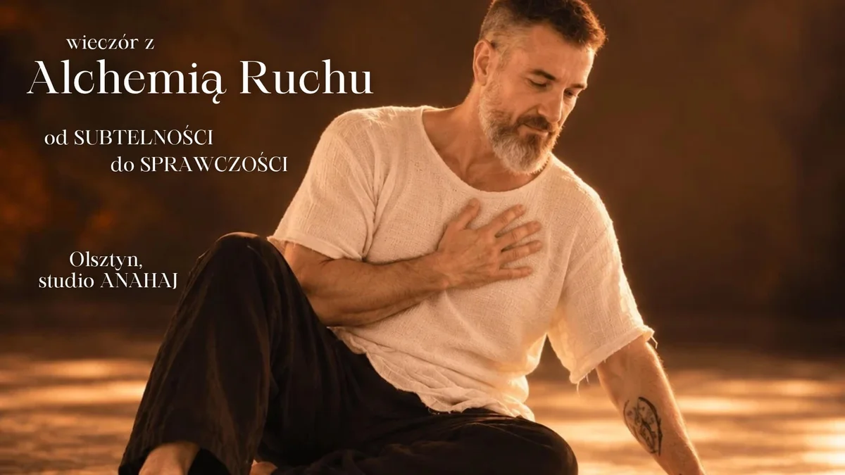Grafika promocyjna wydarzenia Alchemia Ruchu – warsztat w Olsztynie