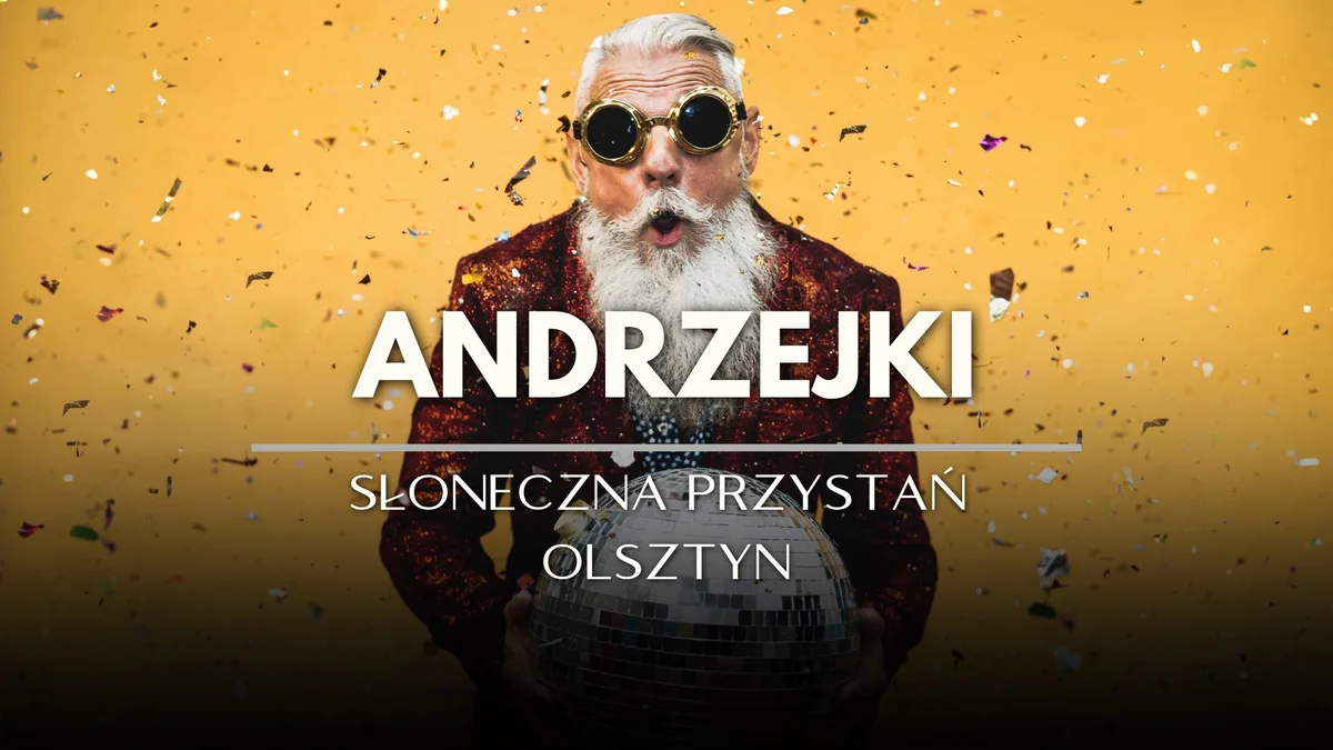 Grafika promocyjna wydarzenia Andrzejki w Słonecznej Przystani – bal nad jeziorem