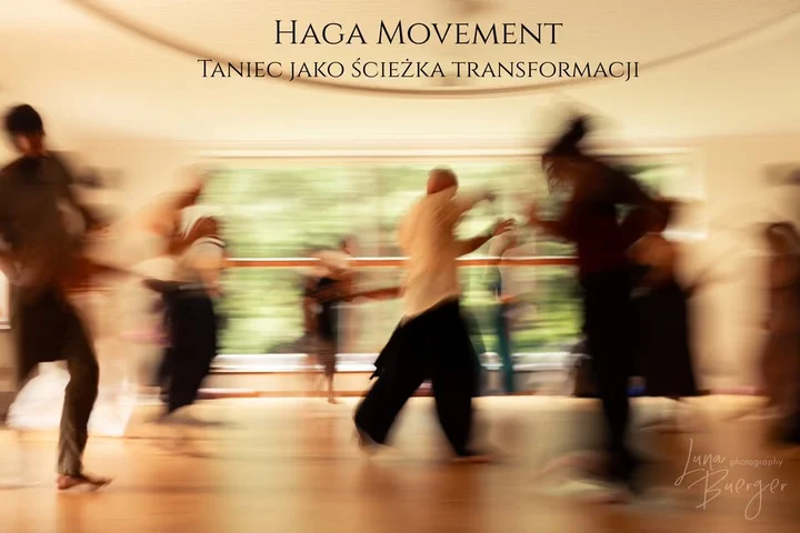 Grafika promocyjna wydarzenia Haga Movement — Taniec jako ścieżka transformacji (Olsztyn)