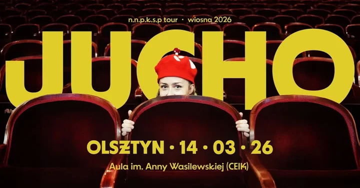 Grafika promocyjna wydarzenia JUCHO w Olsztynie — koncert w Auli im. Anny Wasilewskiej (CEIK)
