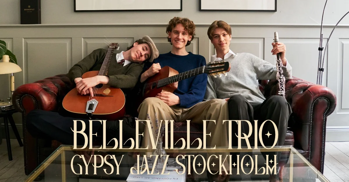 Grafika promocyjna wydarzenia Koncert gypsy jazzu zespołu Belleville Trio w Olsztynie