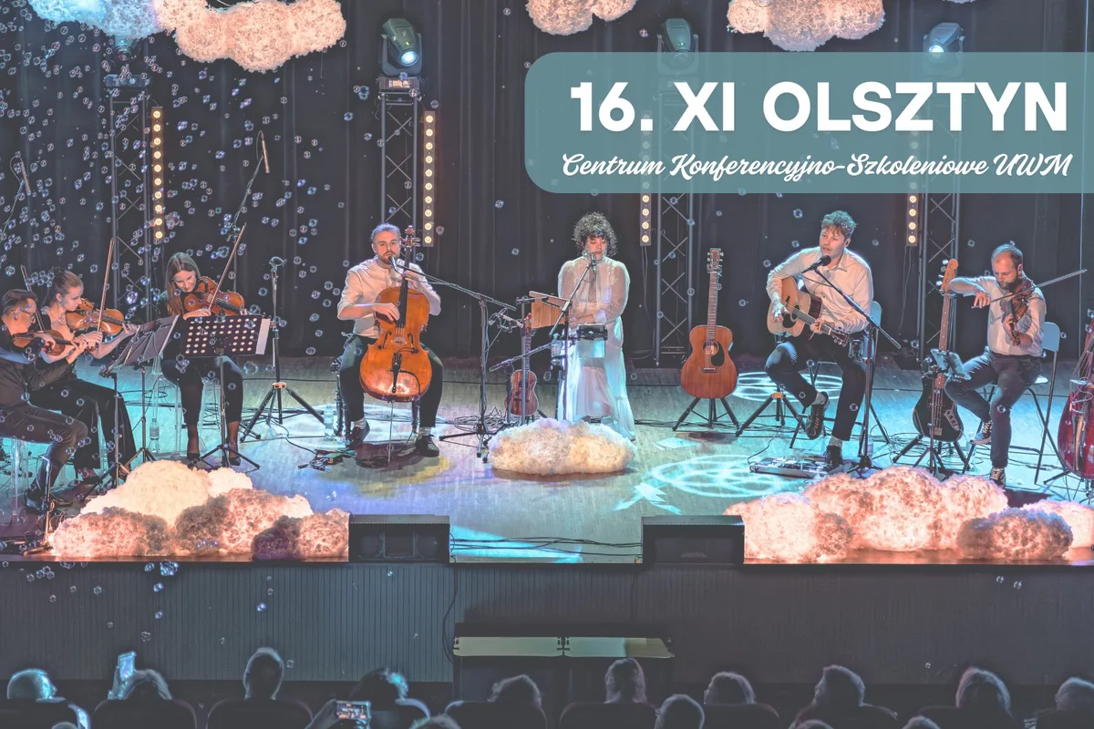 Grafika promocyjna wydarzenia Koncert z kwartetem smyczkowym w Olsztynie – muzyka z płyty „Bujający w obłokach” na żywo