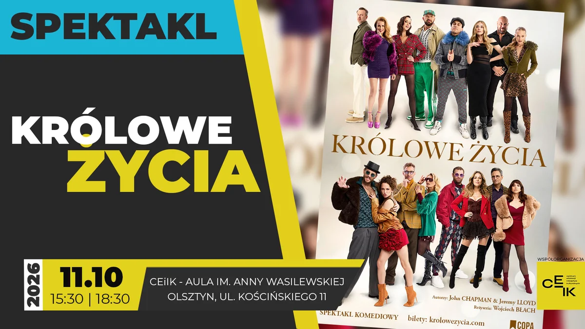 Grafika promocyjna wydarzenia KRÓLOWE ŻYCIA – spektakl komediowy