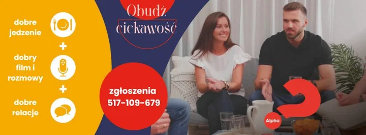 Grafika promocyjna wydarzenia Kurs Alpha Olsztyn — bezpłatny kurs rozmów o wierze i sensie życia