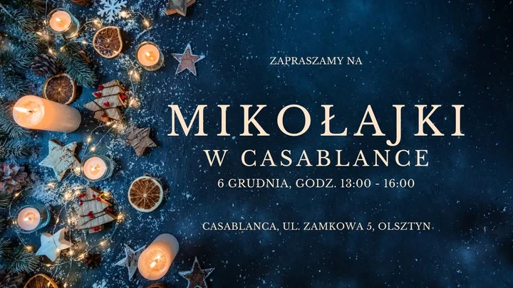 Grafika promocyjna wydarzenia Mikołajki w Casablance — Balik Mikołajkowy dla dzieci w Olsztynie (6 grudnia 2025)