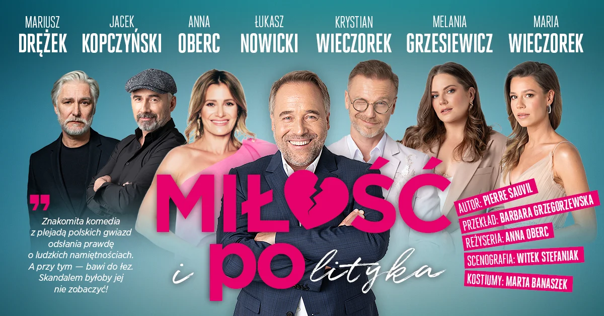 Grafika promocyjna wydarzenia Miłość i polityka – komedia w Olsztynie