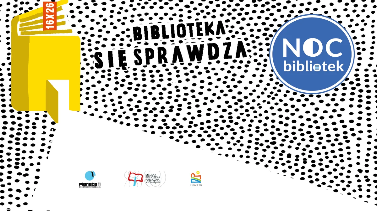 Grafika promocyjna wydarzenia Noc Bibliotek 2026 w Planecie 11: koncert i film
