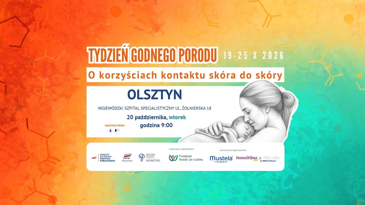 Grafika promocyjna wydarzenia Tydzień Godnego Porodu: spotkanie w Olsztynie