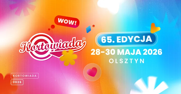 Grafika promocyjna wydarzenia Kortowiada 2026 — 65. edycja festiwalu studenckiego w Olsztynie