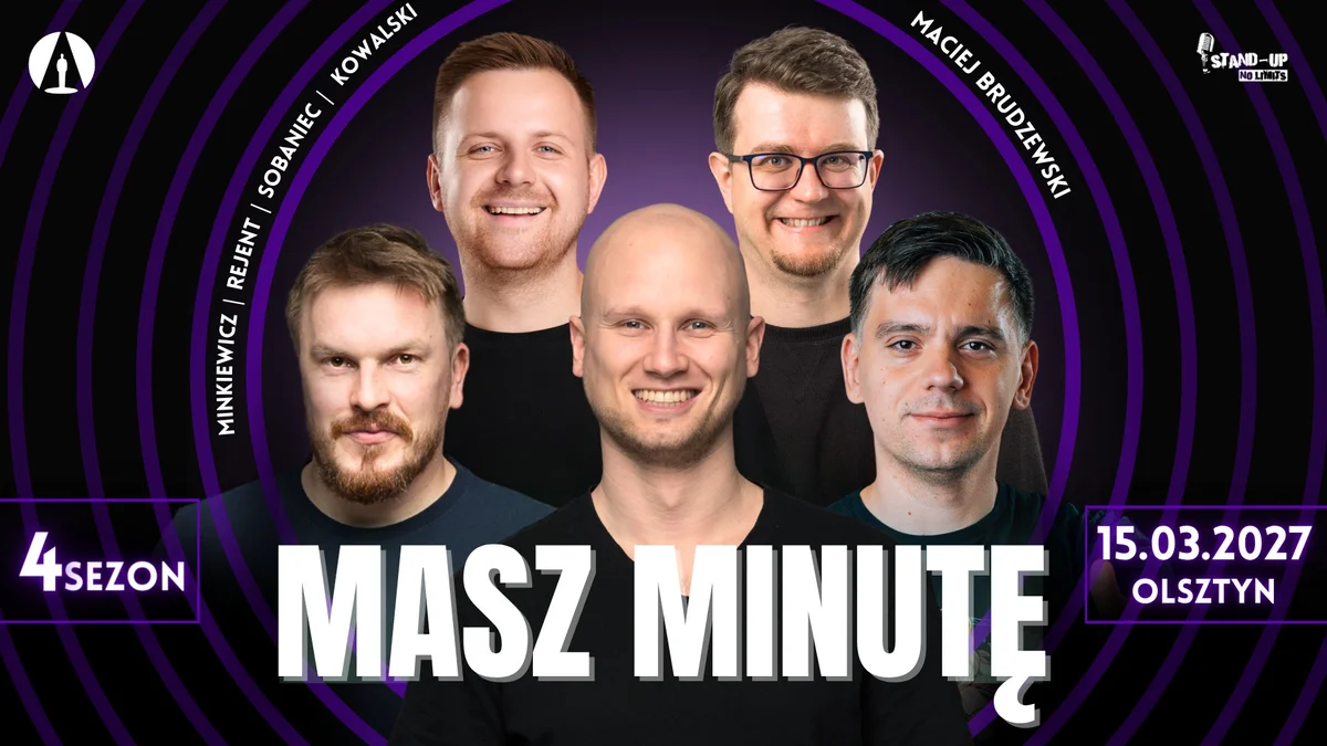 Grafika promocyjna wydarzenia Masz Minutę w Olsztynie: komediowy wieczór