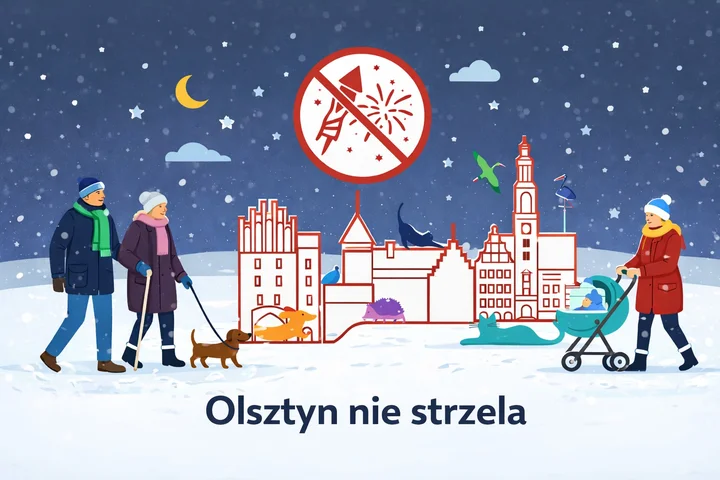 Grafika promocyjna wydarzenia Olsztyn nie strzela — spotkanie w sprawie całorocznego zakazu pirotechniki