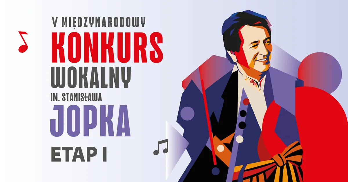 Grafika promocyjna wydarzenia V Międzynarodowy Konkurs Wokalny im. Stanisława Jopka w Olsztynie