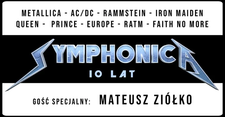 Grafika promocyjna wydarzenia Symphonica z Mateuszem Ziółko — rockowo-symfoniczne show w Olsztynie
