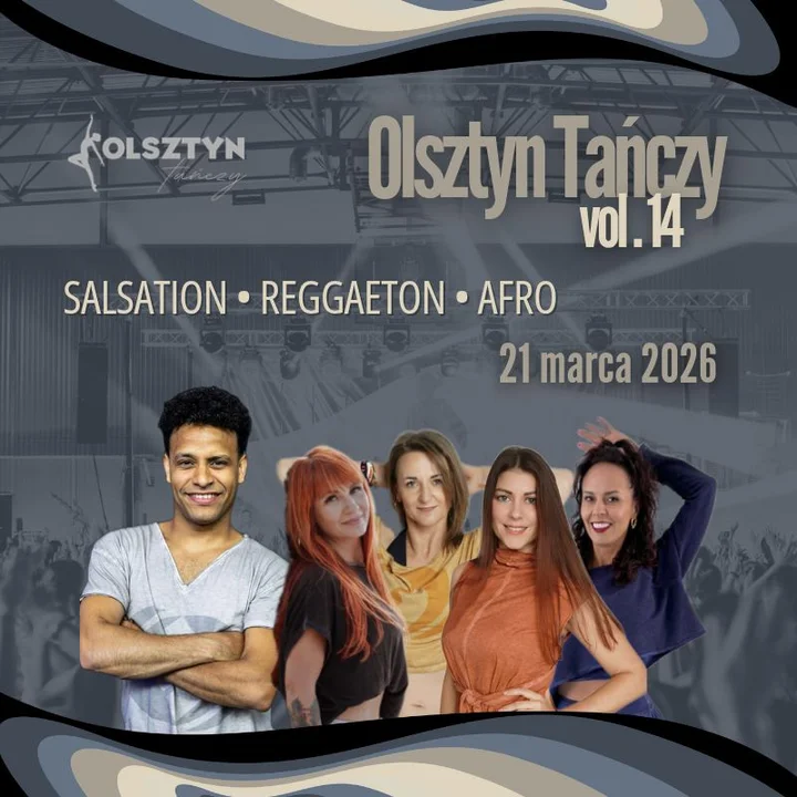 Grafika promocyjna wydarzenia Olsztyn Tańczy vol. 14 — powitanie wiosny tańcem 21 marca 2026