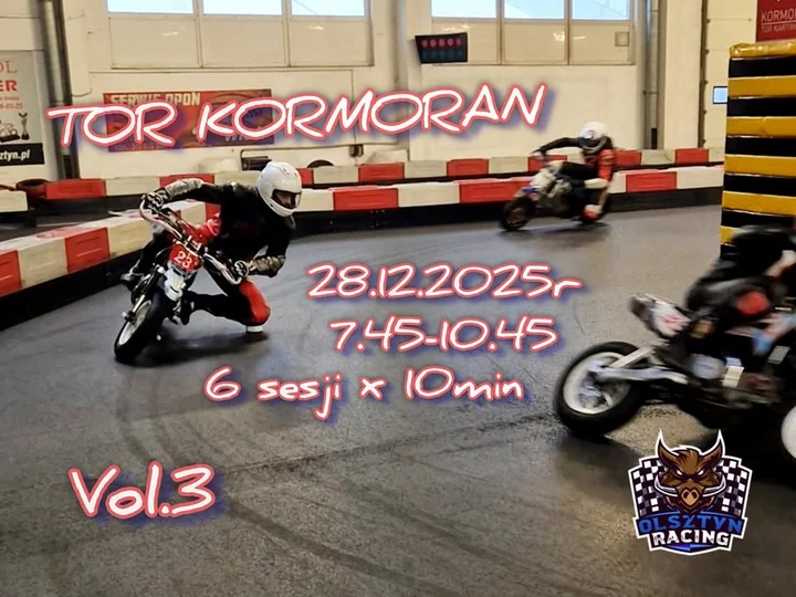 Grafika promocyjna wydarzenia PitBike vol.3 2025 — Tor Kormoran (Olsztyn)