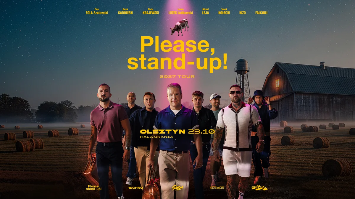Grafika promocyjna wydarzenia Please, Stand-up! Olsztyn 2027: komediowe show