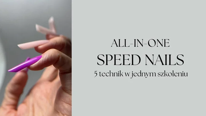 Grafika promocyjna wydarzenia SPEED NAILS „All‑in‑One” — jednodniowe szkolenie z formami dual (Olsztyn)