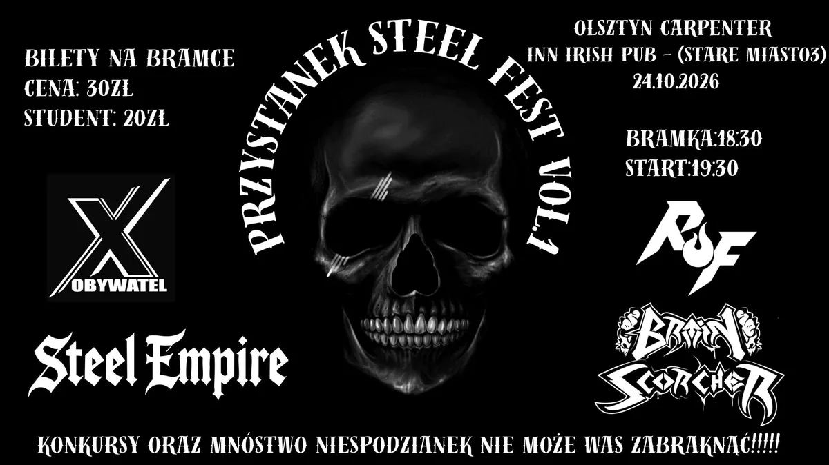 Grafika promocyjna wydarzenia Steel Fest vol.1 w Olsztynie