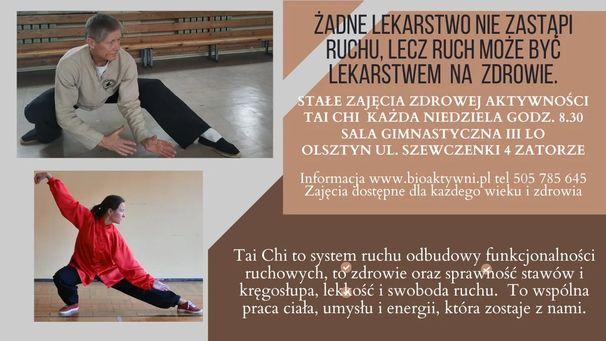 Grafika promocyjna wydarzenia Tai Chi Olsztyn: piękny ruch