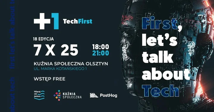 Obrazek przedstawia grafikę promocyjną wydarzenia Spotkanie TechFirst Olsztyn — prezentacja o ClickHouse i przetwarzaniu dużych zbiorów danych