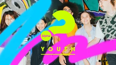 Grafika promocyjna wydarzenia Alpha Youth Olsztyn — bezpłatne spotkania dla młodzieży o wierze, życiu i sensie