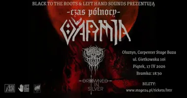 Grafika promocyjna wydarzenia Czas Północy w Olsztynie: VARMIA, Three Eyes of the Void i Drowned In Silver w BAZIE