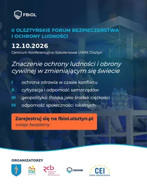 Grafika promocyjna wydarzenia II Olsztyńskie Forum Bezpieczeństwa i Ochrony Ludności