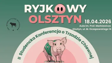 Grafika promocyjna wydarzenia II Studencka Konferencja o Trzodzie Chlewnej „Ryjkowy Olsztyn” w Olsztynie