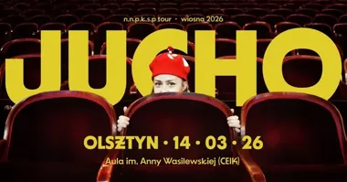 Grafika promocyjna wydarzenia JUCHO w Olsztynie — koncert w Auli im. Anny Wasilewskiej (CEIK)
