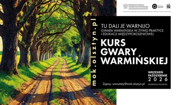 Grafika promocyjna wydarzenia Kurs gwary warmińskiej dla początkujących