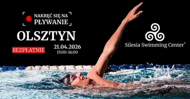 Grafika promocyjna wydarzenia Nakręć się na pływanie w Olsztynie – bezpłatny warsztat na Pływalni UWM