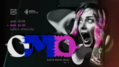 Grafika promocyjna wydarzenia Olsztyn Meetups Design #2 — spotkanie dla projektantek i projektantów