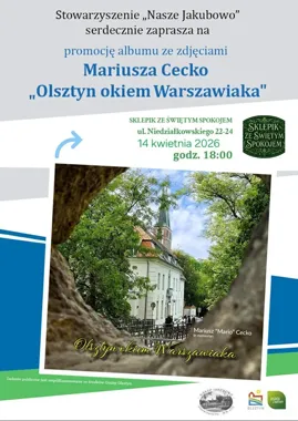 Grafika promocyjna wydarzenia Olsztyn okiem Warszawiaka — promocja albumu Mariusza Cecko