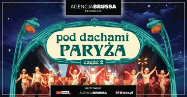 Grafika promocyjna wydarzenia Pod Dachami Paryża 2 w Olsztynie — koncert paryskich przebojów