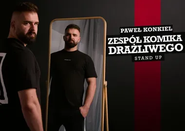 Grafika promocyjna wydarzenia Stand-Up Olsztyn: Paweł Konkiel z programem „Zespół Komika Drażliwego” w Galerii Sowa