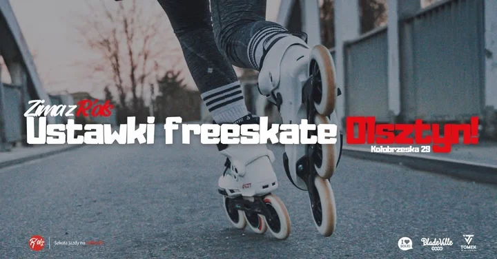 Grafika promocyjna wydarzenia Ustawki freeskate Olsztyn (Rols) — trening i zabawa na rolkach