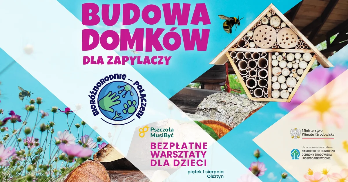 Grafika promocyjna wydarzenia Warsztaty edukacyjne o roli zapylaczy dla dzieci w Olsztynie
