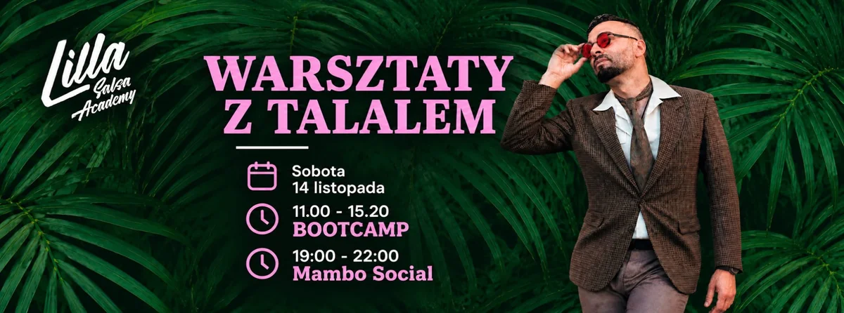 Grafika promocyjna wydarzenia Warsztaty z Talalem – Salsa Bootcamp w Olsztynie