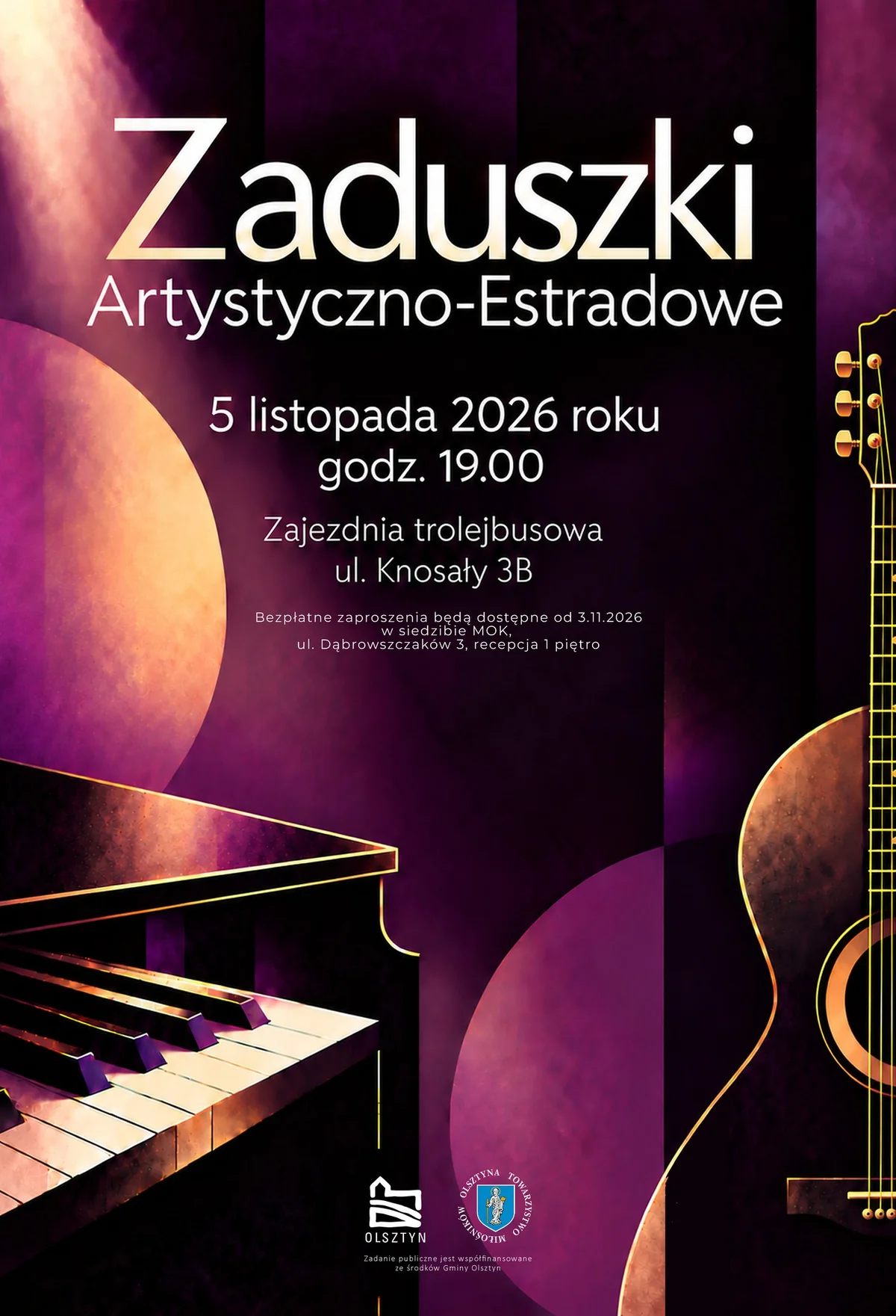 Grafika promocyjna wydarzenia Zaduszki Artystyczno-Estradowe w Olsztynie