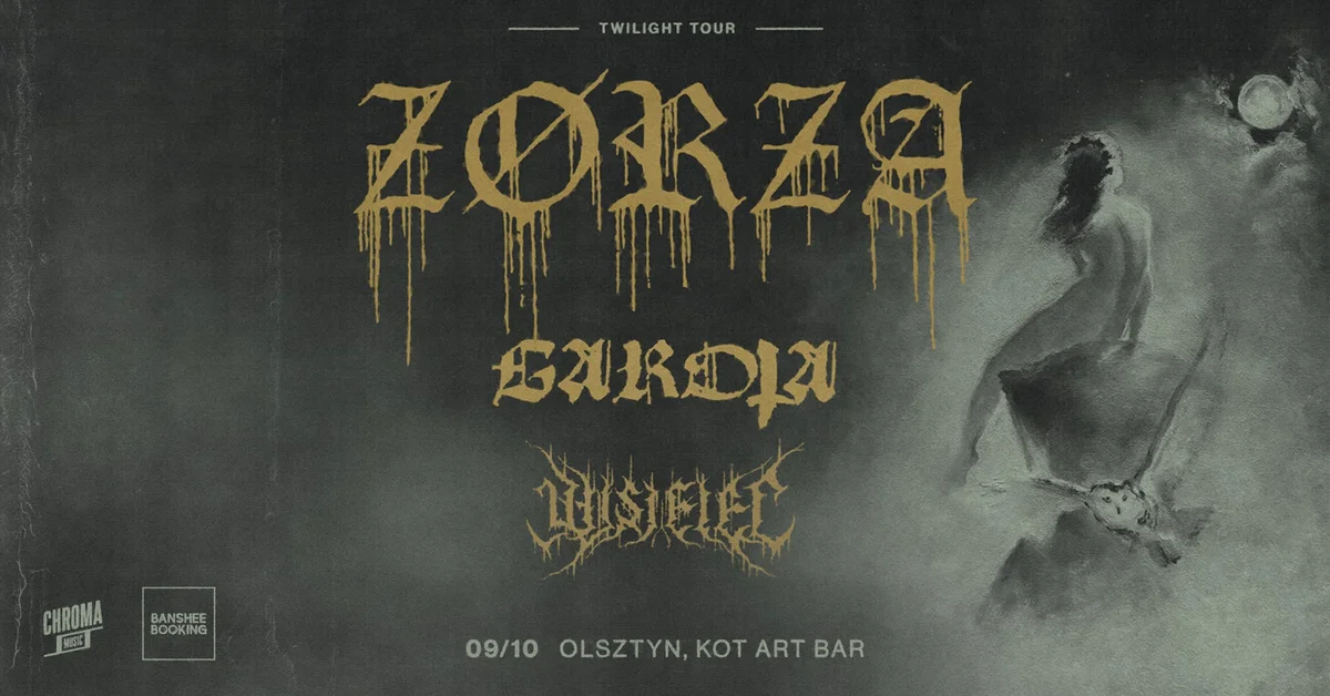 Grafika promocyjna wydarzenia ZØRZA • GAROTA • WISIELEC – koncert w Olsztynie