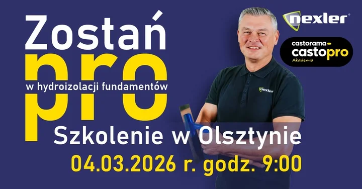 Grafika promocyjna wydarzenia Zostań PRO w hydroizolacji fundamentów — szkolenie w Olsztynie