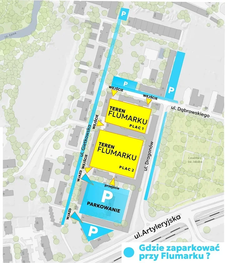 Flumark w Koszarach Dragonów. Kierowcy mają dwa darmowe parkingi